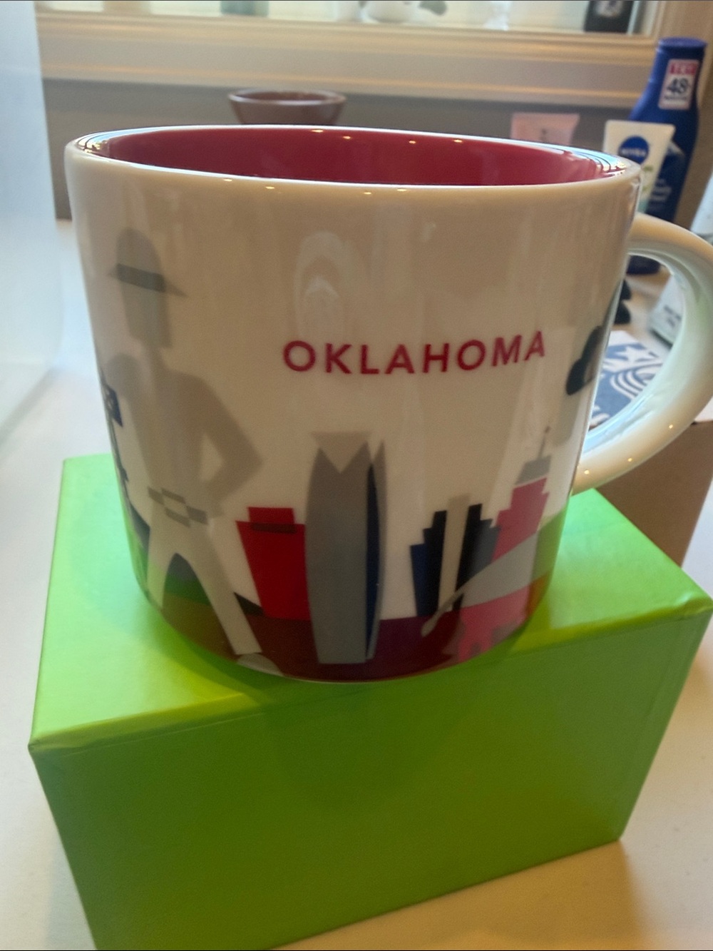 Oklahoma Starbucks 2015 you are here Ceramic Mug - White Red Interior